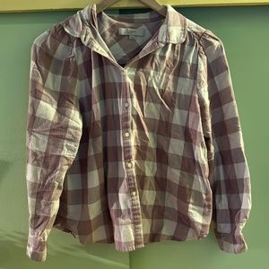 Loft, plaid flannel, blushed purple — L
